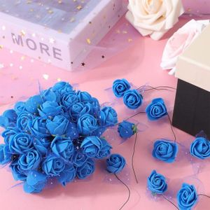 FLEUR ARTIFICIELLE 144 pièces bleu marine 2.5cm ruban fil PE mousse artificielle rose fleur tête mariage boîte à bonbons bricolage matériel fleur