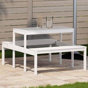 TABLE DE CAMPING Table de pique-nique blanc 110x134x75 cm bois massif de pin - EAN 7067461629952