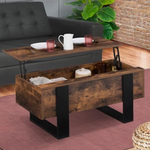 TABLE BASSE IDMARKET Table basse plateau relevable PHOENIX bois effet vieilli et noir