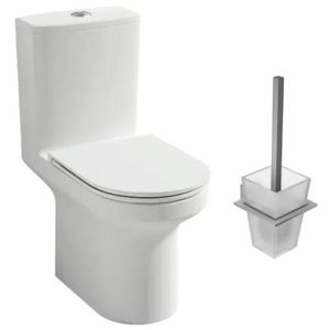 WC - TOILETTES JACOB DELAFON Pack WC au sol blanc sans bride Elite avec abattant extraplat fermeture douce avec porte-balai moderne
