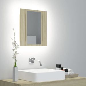 COLONNE - ARMOIRE SDB Armoire de salle de bain à miroir à LED Chêne sonoma - KEENSO - 40x12x45cm - Contemporain - Design
