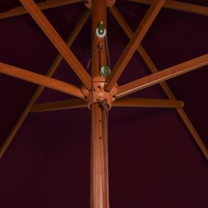 PARASOL Parasol d\\\'extérieur avec mât en bois Rouge bordeaux 200x300 cm 313758