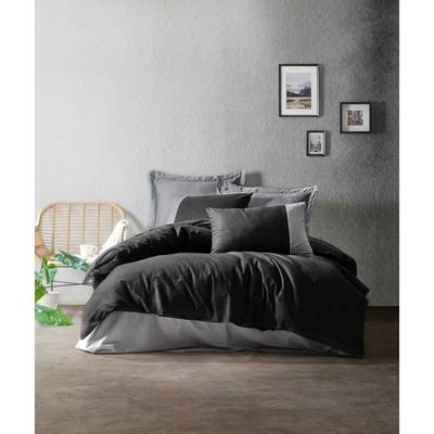 Ensemble De Housse De Couette | Parures De Lit Noir 220x240 Cm Coton Cfw33556 92269432
