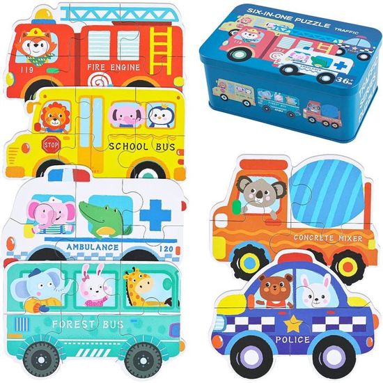 Puzzle Enfant 2 3 4 Ans 6 En 1 Bois Montessori - Animaux Marins Éducatif Avec Boîte, Jeu Apprentissage Cognitif
