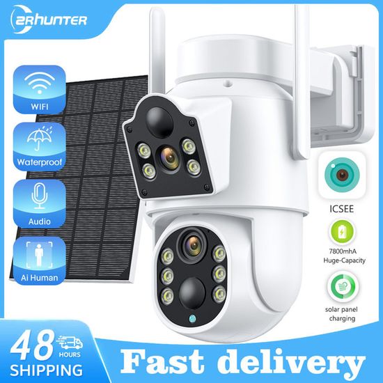 Caméra Surveillance WiFi Extérieure 8MP Double Objectif + Batterie + Panneau Solaire - 5