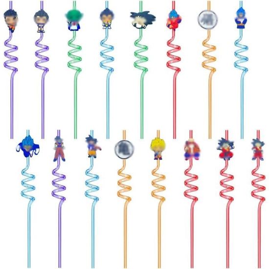 16 Pailles Bouclées Réutilisables - Pailles Plastique Fun Pour Enfants, Fêtes, Anniversaires - 26cm