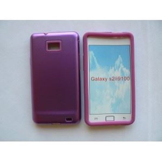 Coque Samsung Galaxy S2 I9100 métal intérieur silicone film protection écran (Violet)