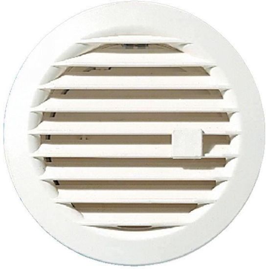 Grille ventilation ronde réglable clip D :97 mm - AUTOGYRE - blanc - PVC - pour gaines ou conduits rigides