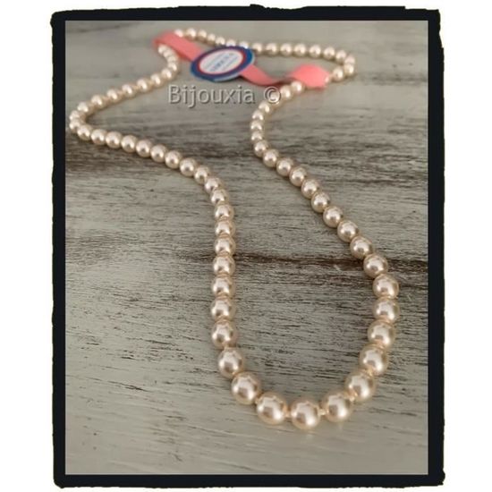 Collier Perle De Majorque long Plaqué Or 18 CARATS 60 cm x 7MM Bijoux Femme