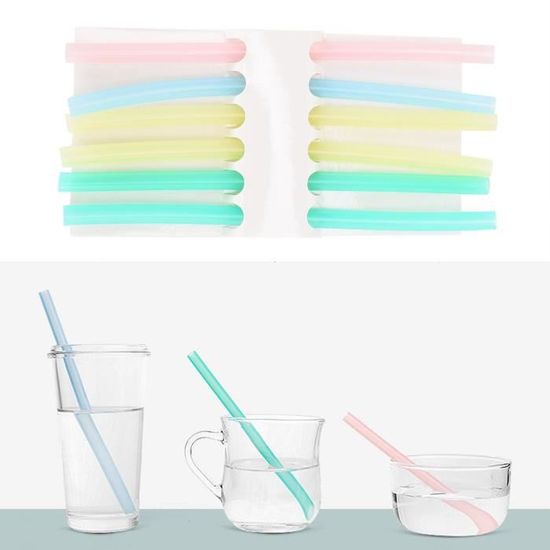 Paille Plastique Enfant 8 Pailles Réutilisables Licorne Enfant - Design Spirale Coloré - Pour Anniversaire, Fêtes - Sans BPA Paille Verre