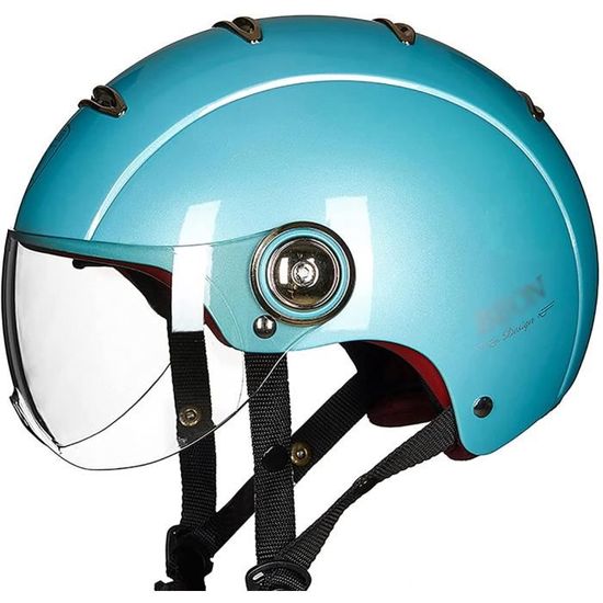 Moto Vintage Cuir Avec Visière Lunettes Retro Style Casque Jet Casque