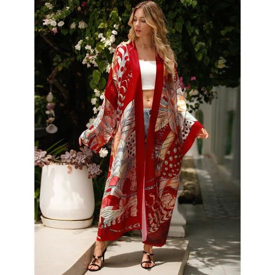 Robe De Plage Femme Hotouch - Cardigan Léger à Manches 3/4, Motif Pois, Cover-up Pour Maillot De Bain