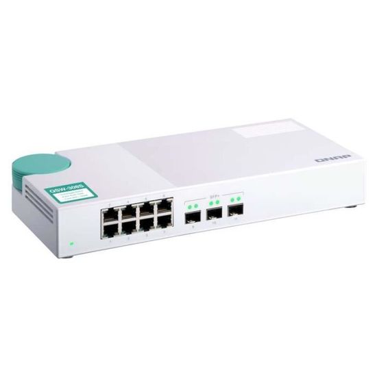 QNAP QSW-308S - Switch non manageable 8 ports Gigabit LAN + 3 ports 10G SFP+ ( Catégorie : Switch )