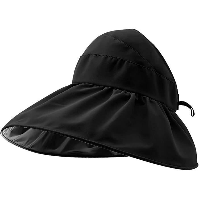 Chapeau De Soleil Femme - Large Bord Pliable - Anti-UV UPF 50+ - Blanc Cassé - Pour Plage, Voyage, Randonnée