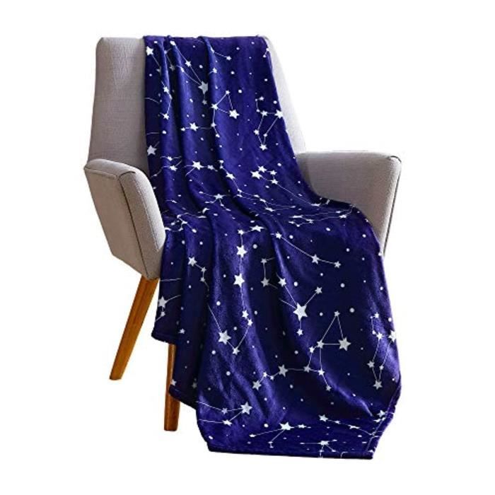Matelas Bebe AT55Q Plush Throw Blanket: Starry Sky Themed Soft Velvet Fleece for