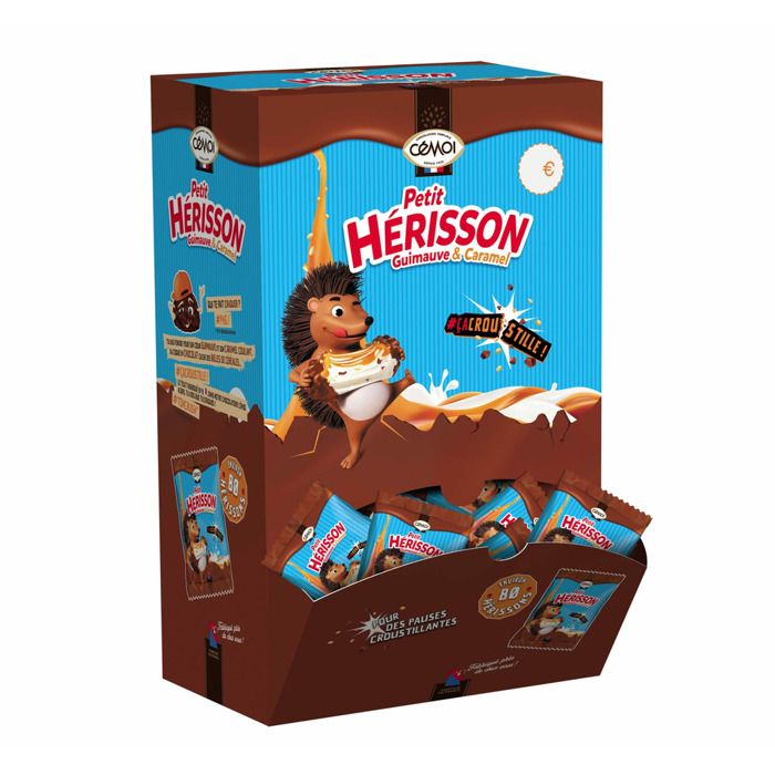CEMOI Distributeur L'Autentique Petit Hérisson Guimauve - Chocolat au Lait - 11 g x 80 flowpackés - 880 g