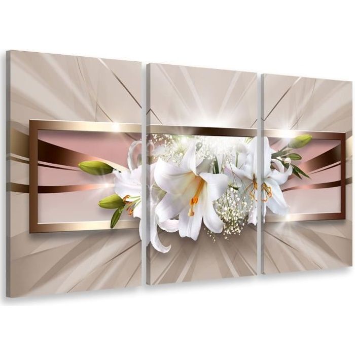 HXA DECO - Decoration murale, Decoration Chambre Art Mural Tableau Deco, Tableau Triptyque Bouquet de Fleurs éternelles - 90x60 cm