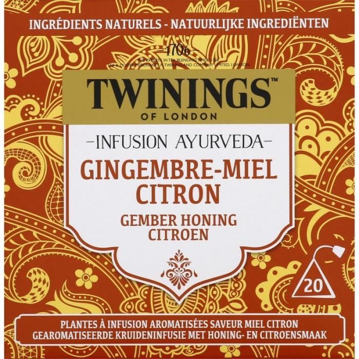 TWININGS - Infusion Ayurdveda Gingembre Citron Miel 20 Sachets - Lot De 4