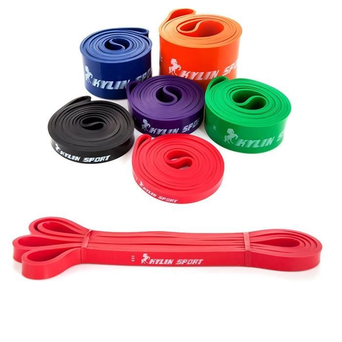KYLIN SPORT Bande Latex Elastique de Résistance pour Musculation Etirement Récupération pour Yoga Pilates Kinésithérapie Culturis