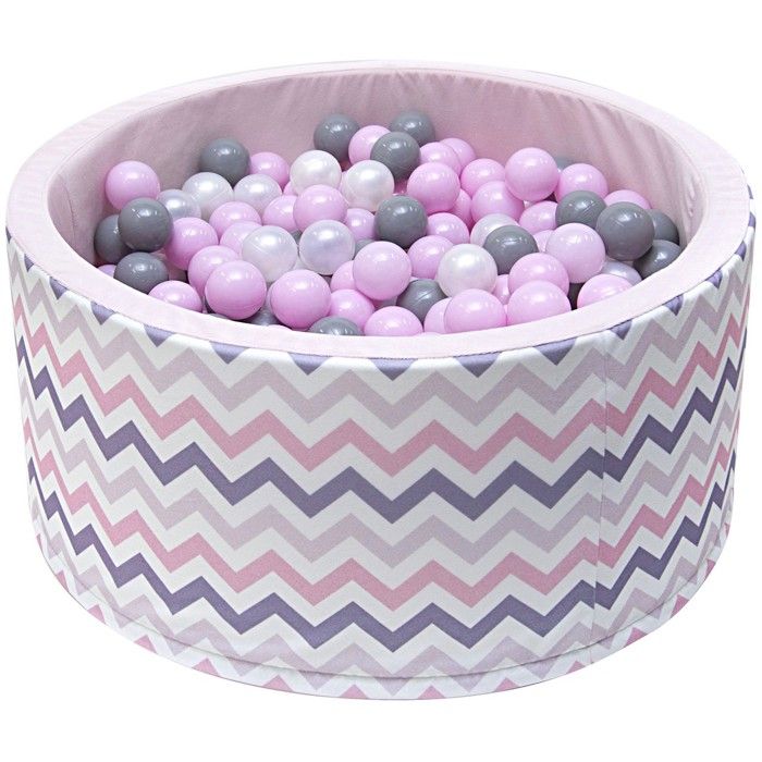 WELOX Piscine 200 balles 90x40 cm pour bébé Rose avec zigzag