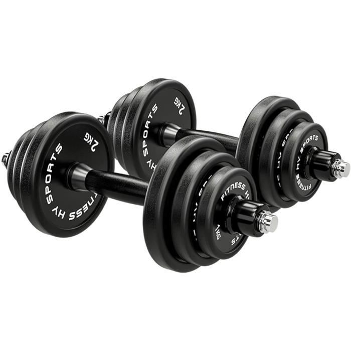 BARRE HALTERE POIDS OMGPFR Bodybuilding Réglable Dumbbell Kit 2 en 1 Poids Set avec Barre Droite Et Haltères Barbe240