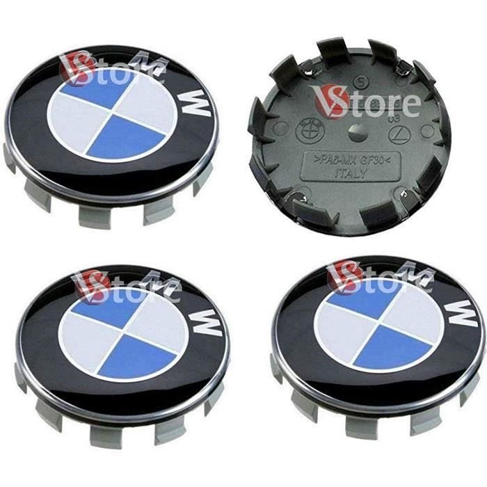 VS? Lot de 4 cache-moyeux compatibles avec BMW avec logo bleu et blanc 68 mm jantes alliage seacute rie 1 2 3 4 5 6 7 M Z X rivets