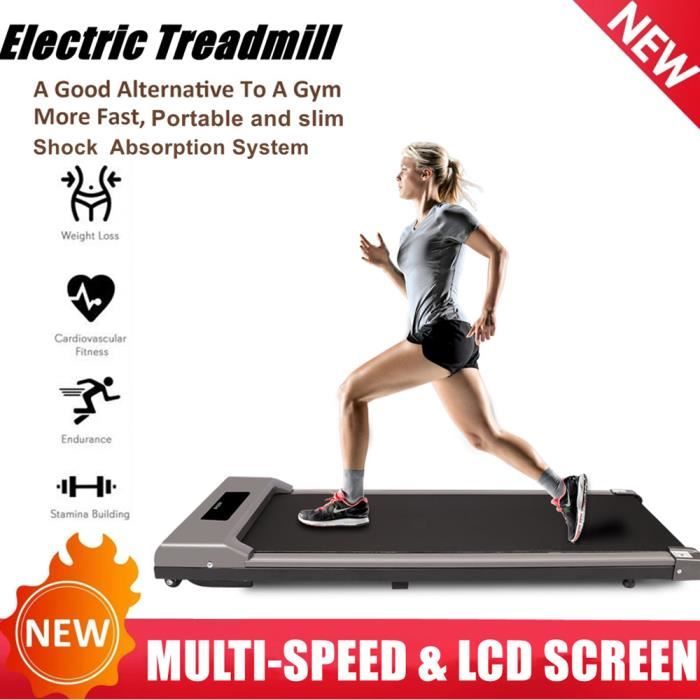 {Hosd Cheu} Tapis de Course Electrique Portable, Vitesse Réglable maximale 10 km/h, Écran LCD, Silencieux, Roues de Transport