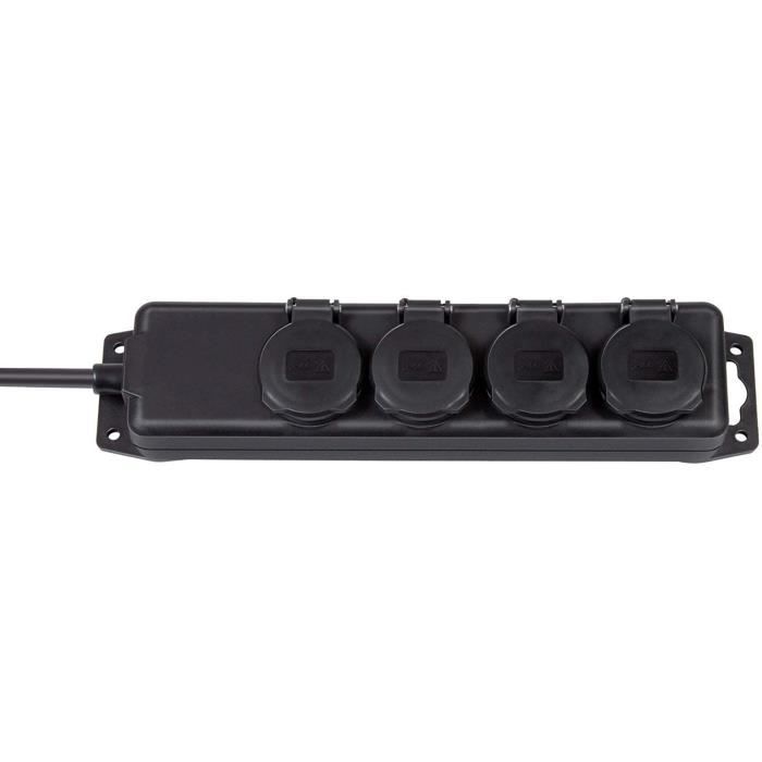 MULTIPRISE Cable H07RNF 3G15brLongueur du cable 2 mbrPrises 4brBloc multiprise IP44 4 prises 2m noir282
