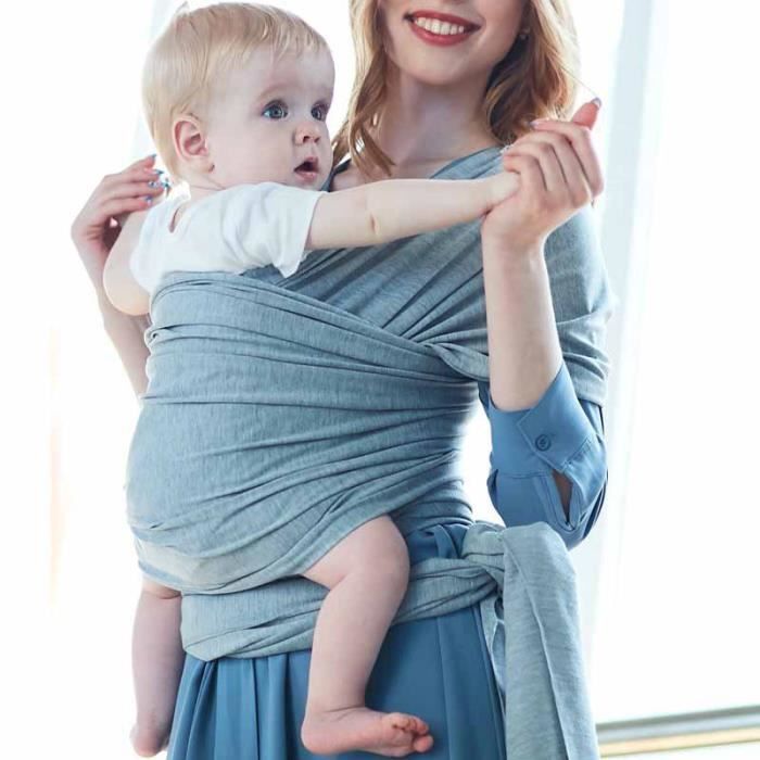 Echarpe de portage réglable Porte bébé Gris clair