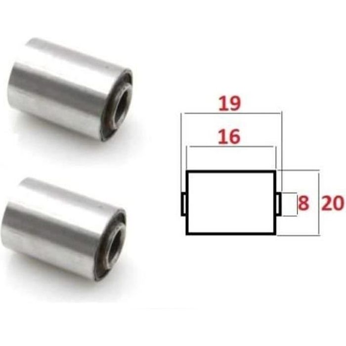 JEU DE SILENTBLOC SUSPENSION MOTEUR 8 x 20 x 16 x 19 SCOOTER GY6 152QMI 139QMB SILENT BLOC MOTO CYCLOMOTEUR PAIRE AMORTISSEUR BAGUE