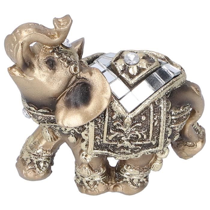 ROM Figurine en résine Éléphant Statue Résine Animal Ornement Artisanat Décoration De Bureau (Or S