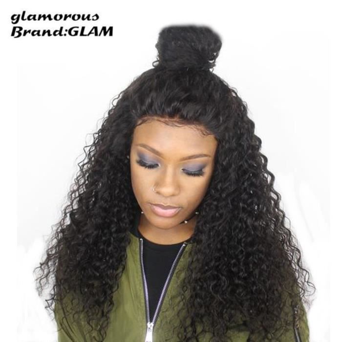 GLAM®20inch 360 Avant de Lacet de Cheveux Humains Perruques Pour Les Femmes Naturel Noir Pré Pincées Péruvienne