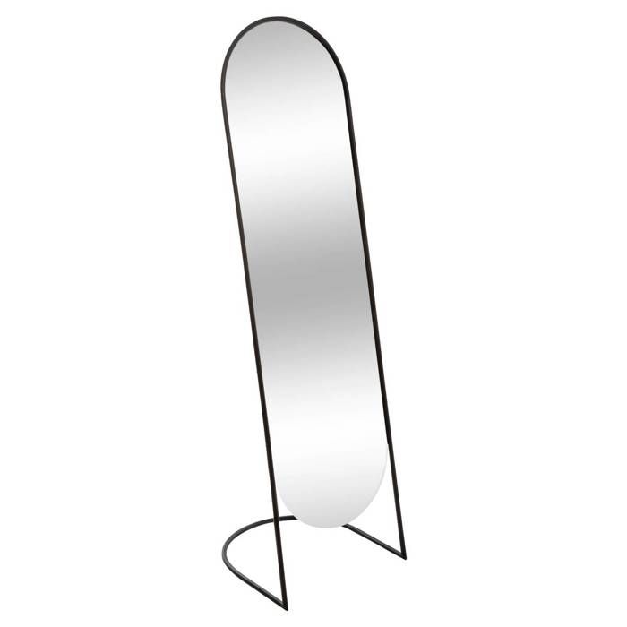 Miroir sur pied en métal effet bois - L. 39 x l. 40 x H. 140 cm - Noir