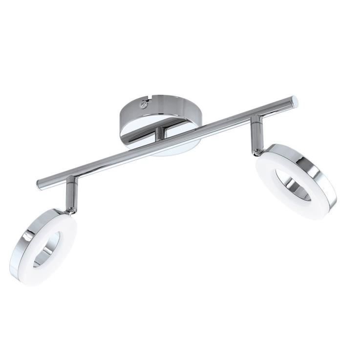 Réglette salle de bain 2 spots Led GONARO argentée en métal