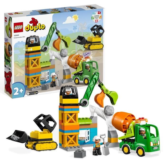 LEGO DUPLO Ma ville 10990 Le Chantier de Construction, Jouet Grue, Bulldozer et Bétonnière