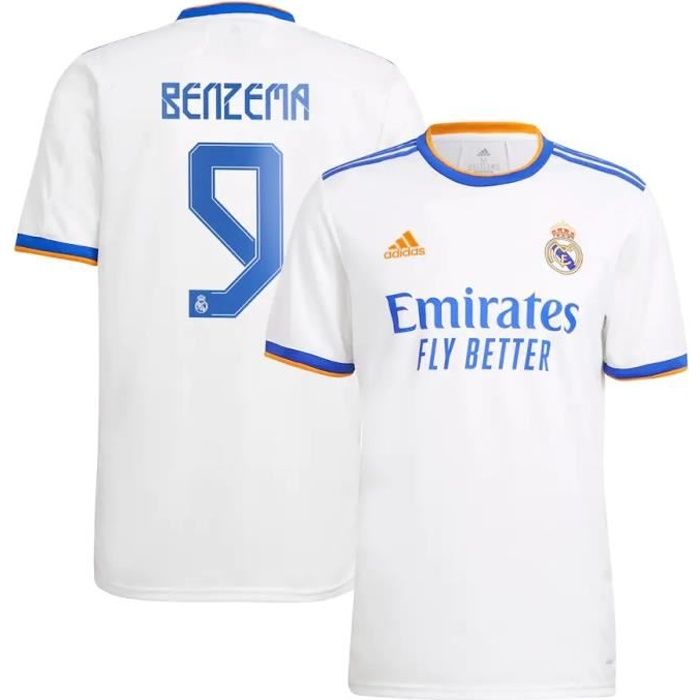 Maillot de Foot Maillot REAL MADRIDs BENZEMA Domicile Homme 2021-2022 - Blanc