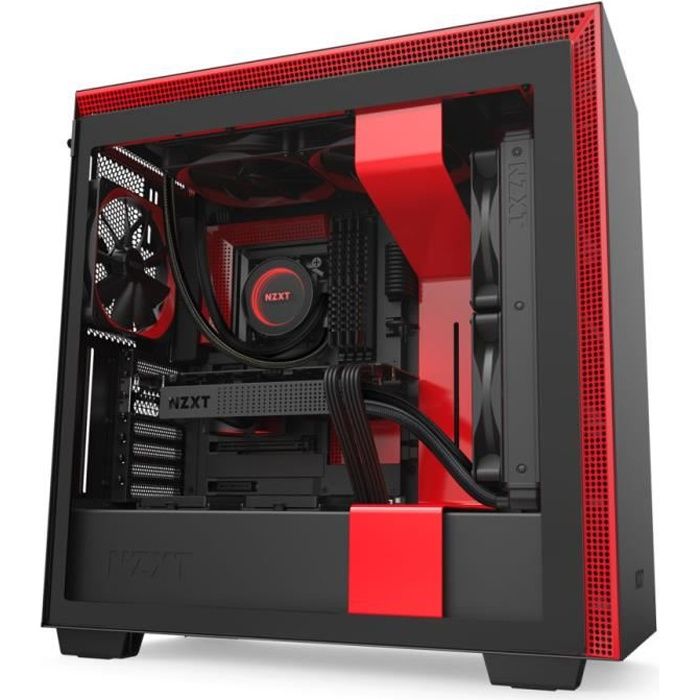 NZXT BOITIER PC H710 - Moyen Tour - Noir / Rouge - Verre trempé - Format ATX (CA-H710B-BR)