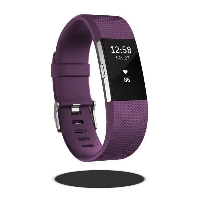 FITBIT CHARGE 2 Bracelet connecté pour l'activité et le sport - Prune - Taille S