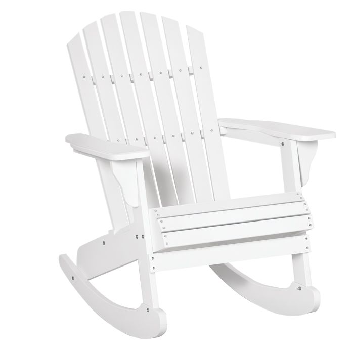 Fauteuil de jardin Adirondack à bascule rocking chair style néo-rétro assise dossier ergonomique bois sapin traité peint blanc