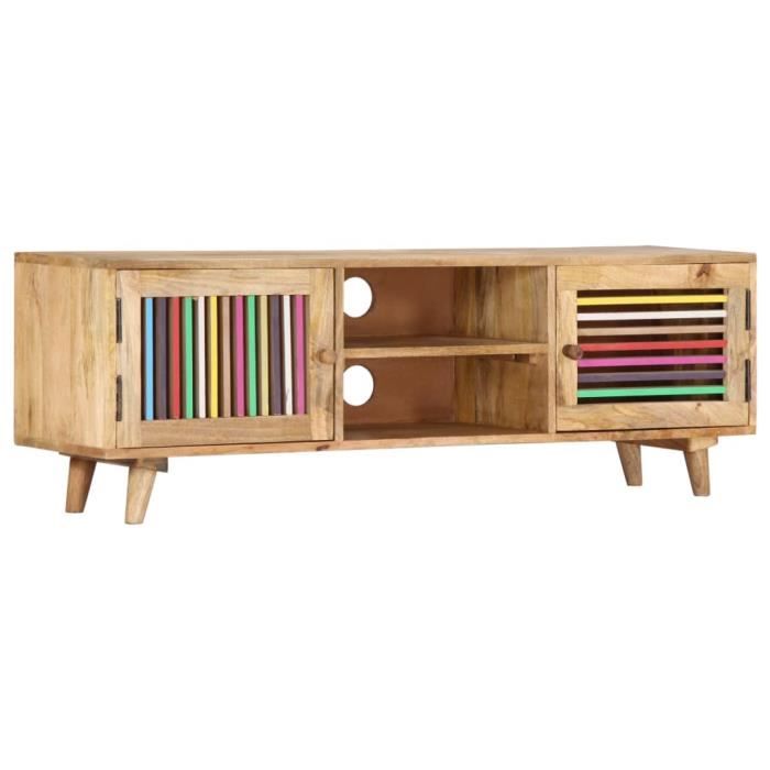 Meuble TV Haut qualite 120 x 30 x 40 cm Bois massif de manguier