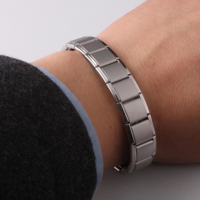 1Pc Bracelet en acier inoxydable poli en métal à la main pour hommes adultes BRACELET - GOURMETTE - JONC