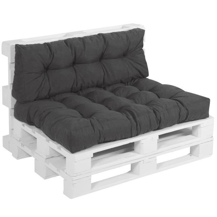 Proheim Coussins CONFORT Anthracite pour canapé euro palette - Assise 120x80 + Dossier 120x40 cm