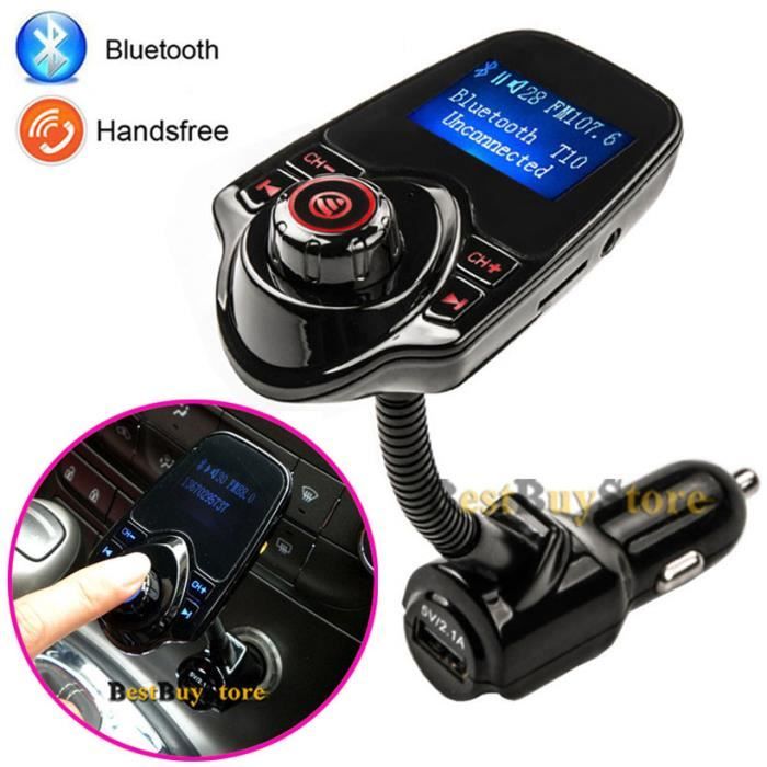 Kit mains libres Set voiture Transmetteur FM super Bluetooth musique Lecteur MP3 5V 2.1A USB chargeur de voiture, Support Micro SD C