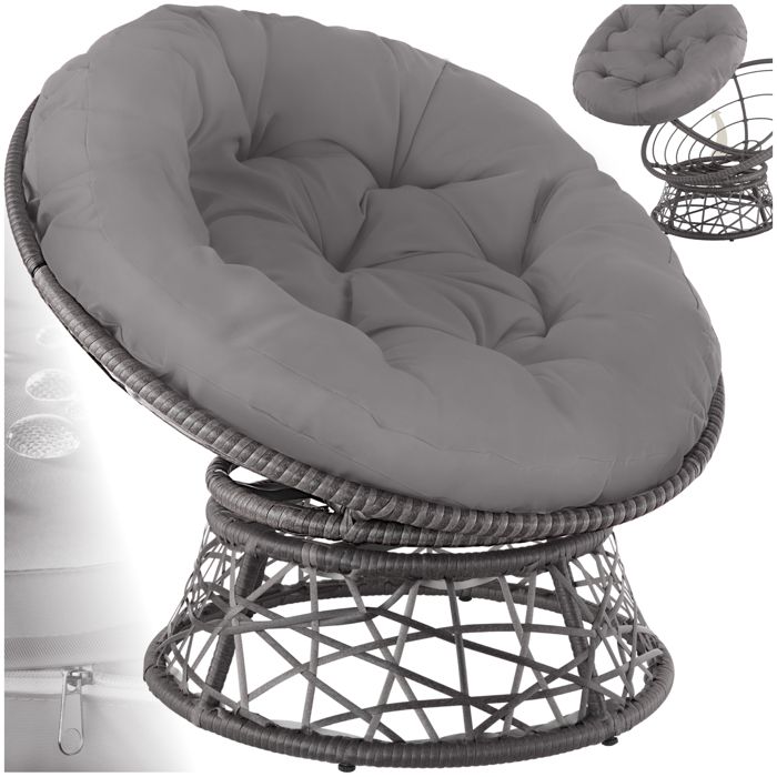 Fauteuil papasan en rotin Gargano - gris