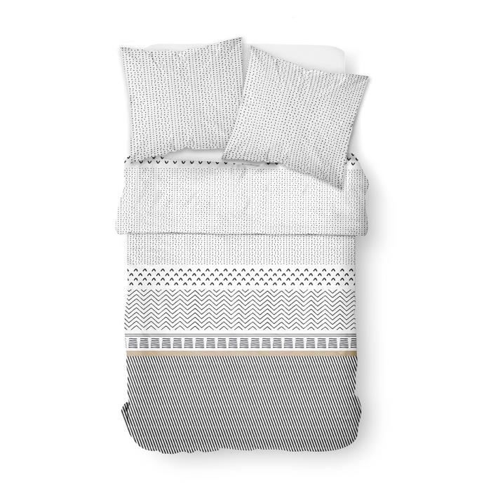 Housse de couette 220x240 Cairns + 2 taies 100% coton 57 fils Blanc