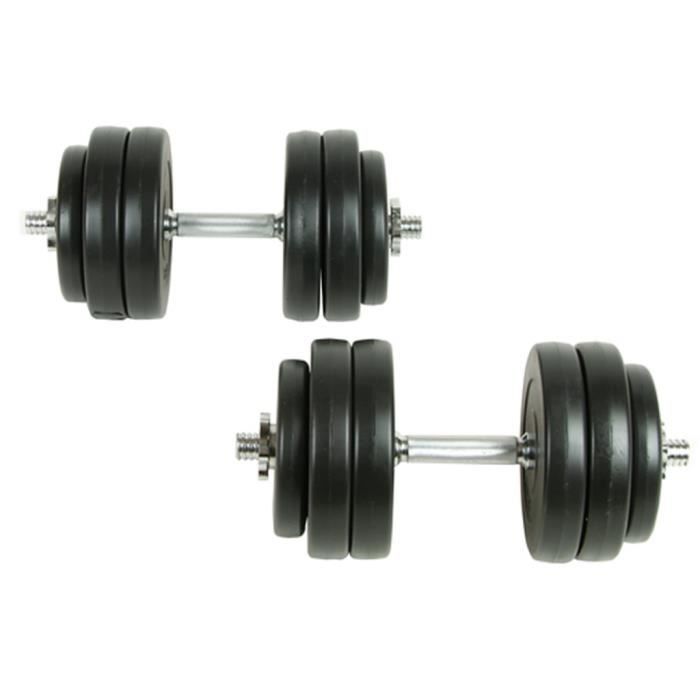 Ensemble de 2pcs Haltères de 30 kg avec 12 plaques pour professionnel exercice de force et santé de corps