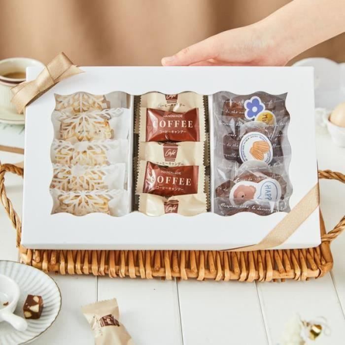 IS19245-Pastry box Fenêtre ouverte bote d'emballage de flocons de neige lait jujube madeleine quatre-quarts biscuits nougat bote 0