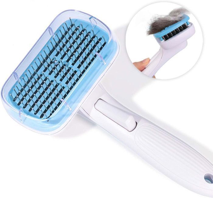 Brosse pour chat – Bleu et blanc, brosse pour chien, utilisée pour le soin des poils d'animaux, bénéfique pour la santé de la peau.