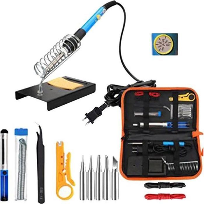Fer à Souder 60W Température Réglable - Kit Avec 5 Pointes - Idéal Pour Réparations Électroniques, DIY Ou Débutants - Wiecok