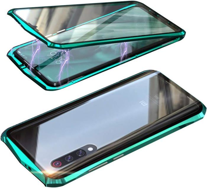 Coque Adsorption Magnétique pour Xiaomi 9 Pro en Verre Trempé et Métal, Batman-Style Vert coque adsorption magnetique